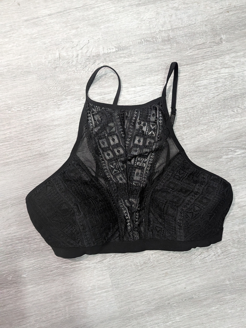 True Craft Black Lace High-Neck Bralette